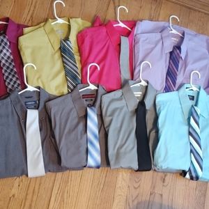 Lot of 8 Men's Dress Shirts and Ties